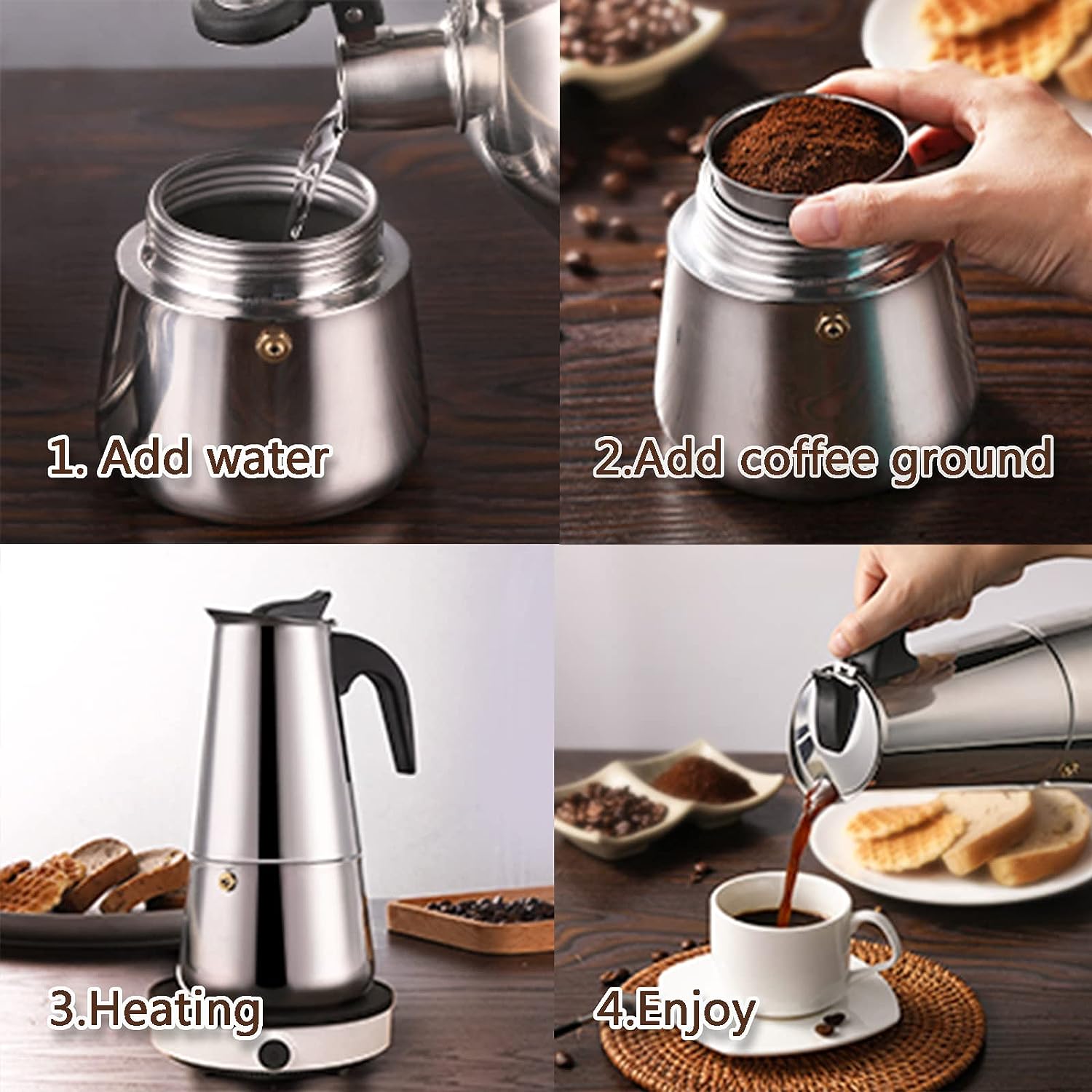 4/6/9 Xícaras Moka Pot Caffe M - Coffee Equipment Set avaliação e preço